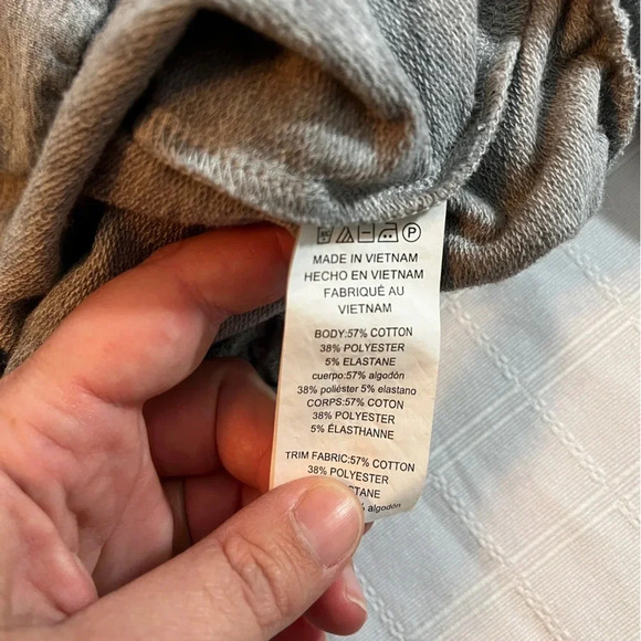 Michael Kors Cropped Smock Ruffle Waist Gray Sweatshirt Size Large Cotton Blend - Picture 2 of 8